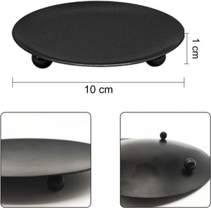 Kerzenhalter Eisen - Kerzenteller aus Eisen, ca. 10cm Durchmesser, schwarz beschichtet